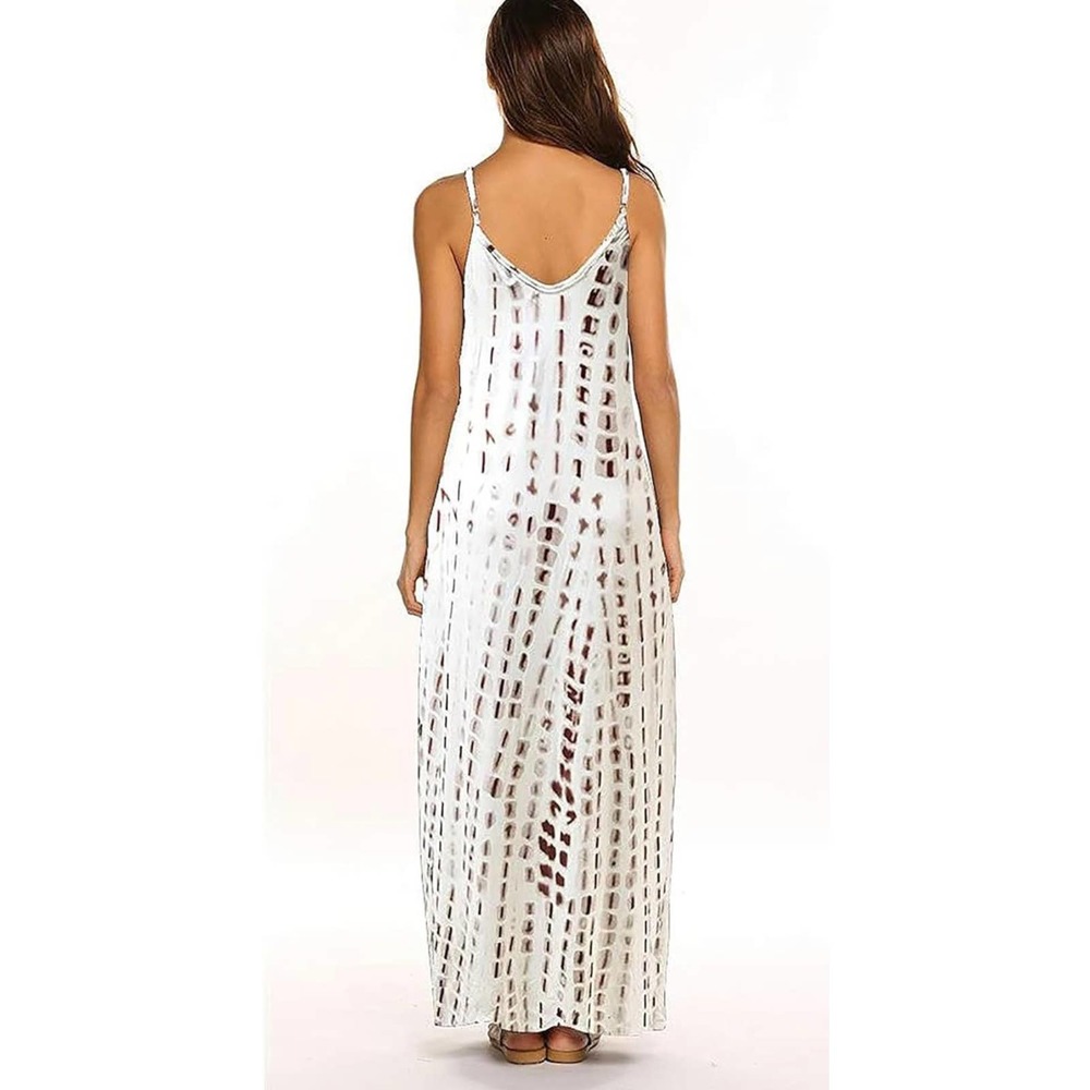 Bohemian Spaghetti Strap Floral Long Maxi Dress with Pockets size LG